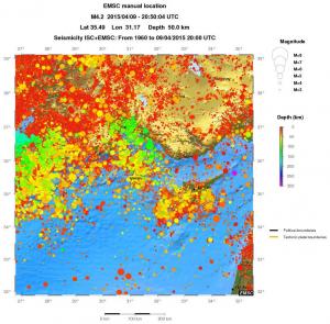 regional depth historical seismicity
