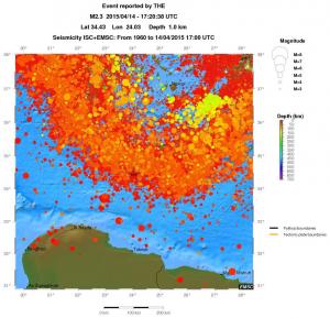 regional depth historical seismicity