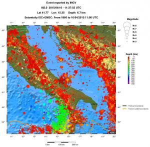 regional depth historical seismicity