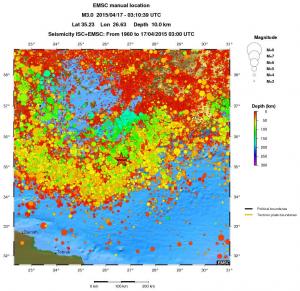 regional depth historical seismicity