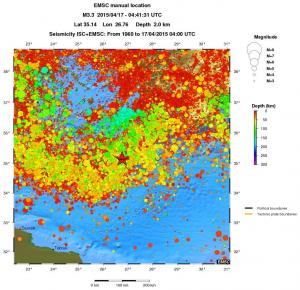 regional depth historical seismicity