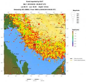 regional depth historical seismicity