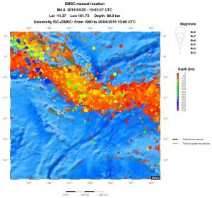 regional depth historical seismicity