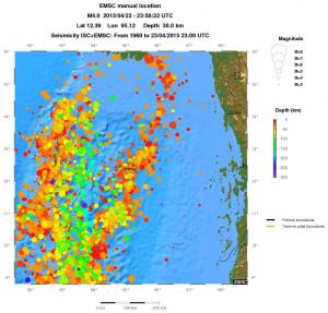regional depth historical seismicity
