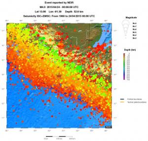 regional depth historical seismicity