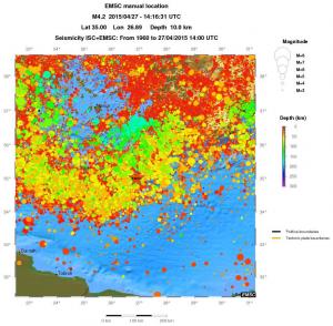 regional depth historical seismicity