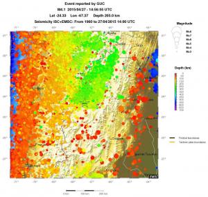 regional depth historical seismicity