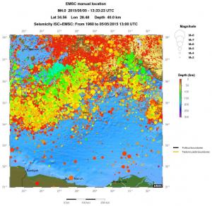 regional depth historical seismicity