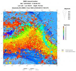 regional depth historical seismicity