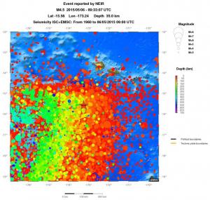 regional depth historical seismicity