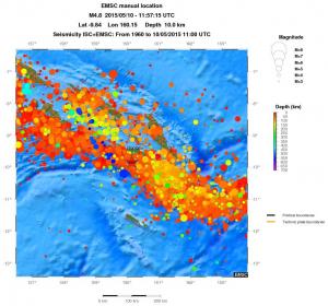 regional depth historical seismicity
