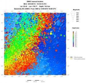 regional depth historical seismicity