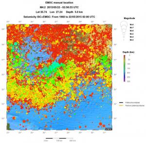 regional depth historical seismicity