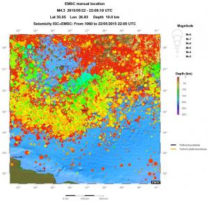 regional depth historical seismicity