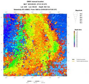 regional depth historical seismicity