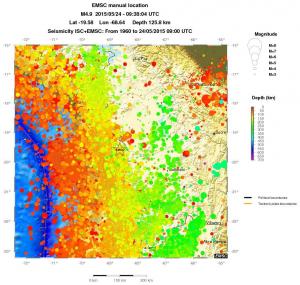 regional depth historical seismicity