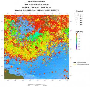 regional depth historical seismicity