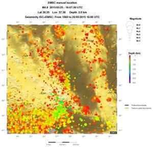 regional depth historical seismicity