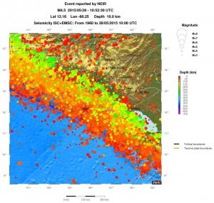 regional depth historical seismicity
