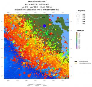 regional depth historical seismicity