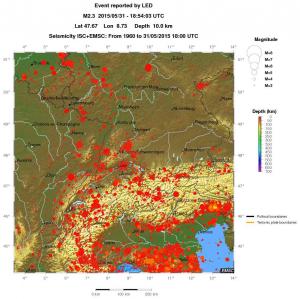 regional depth historical seismicity