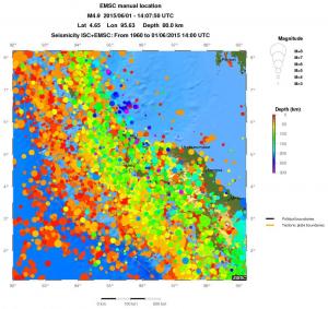 regional depth historical seismicity
