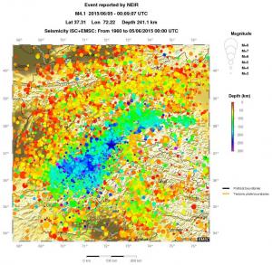 regional depth historical seismicity