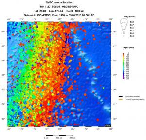 regional depth historical seismicity