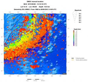 regional depth historical seismicity