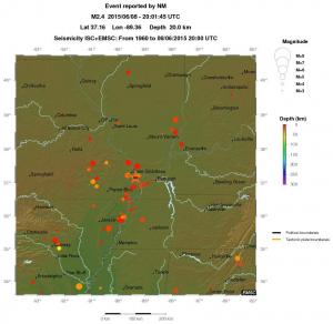 regional depth historical seismicity