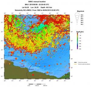 regional depth historical seismicity