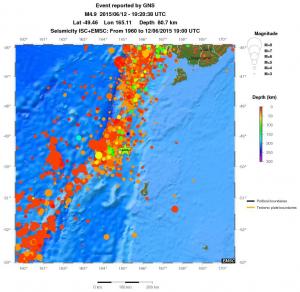 regional depth historical seismicity