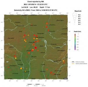 regional depth historical seismicity