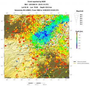regional depth historical seismicity