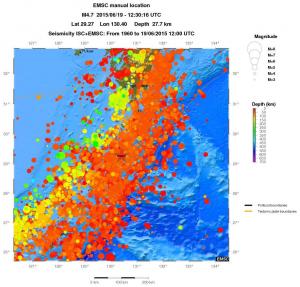 regional depth historical seismicity