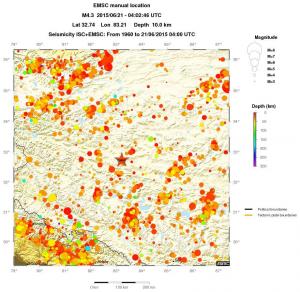 regional depth historical seismicity