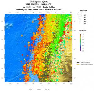 regional depth historical seismicity