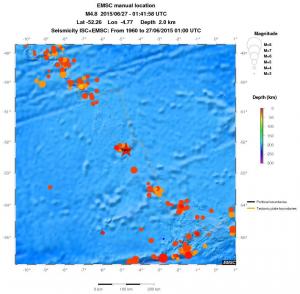 regional depth historical seismicity