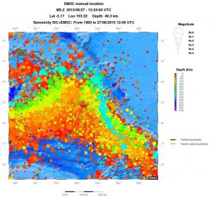 regional depth historical seismicity