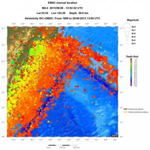 regional depth historical seismicity