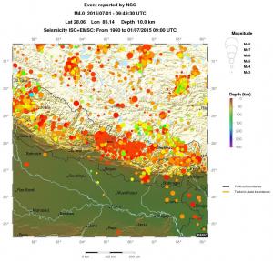 regional depth historical seismicity