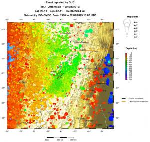 regional depth historical seismicity