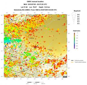 regional depth historical seismicity