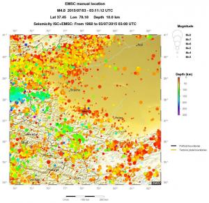 regional depth historical seismicity