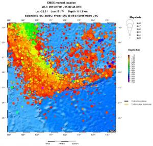 regional depth historical seismicity