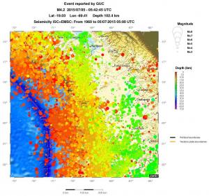 regional depth historical seismicity
