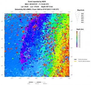 regional depth historical seismicity
