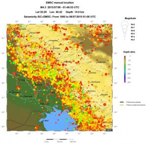 regional depth historical seismicity
