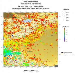 regional depth historical seismicity