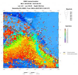 regional depth historical seismicity